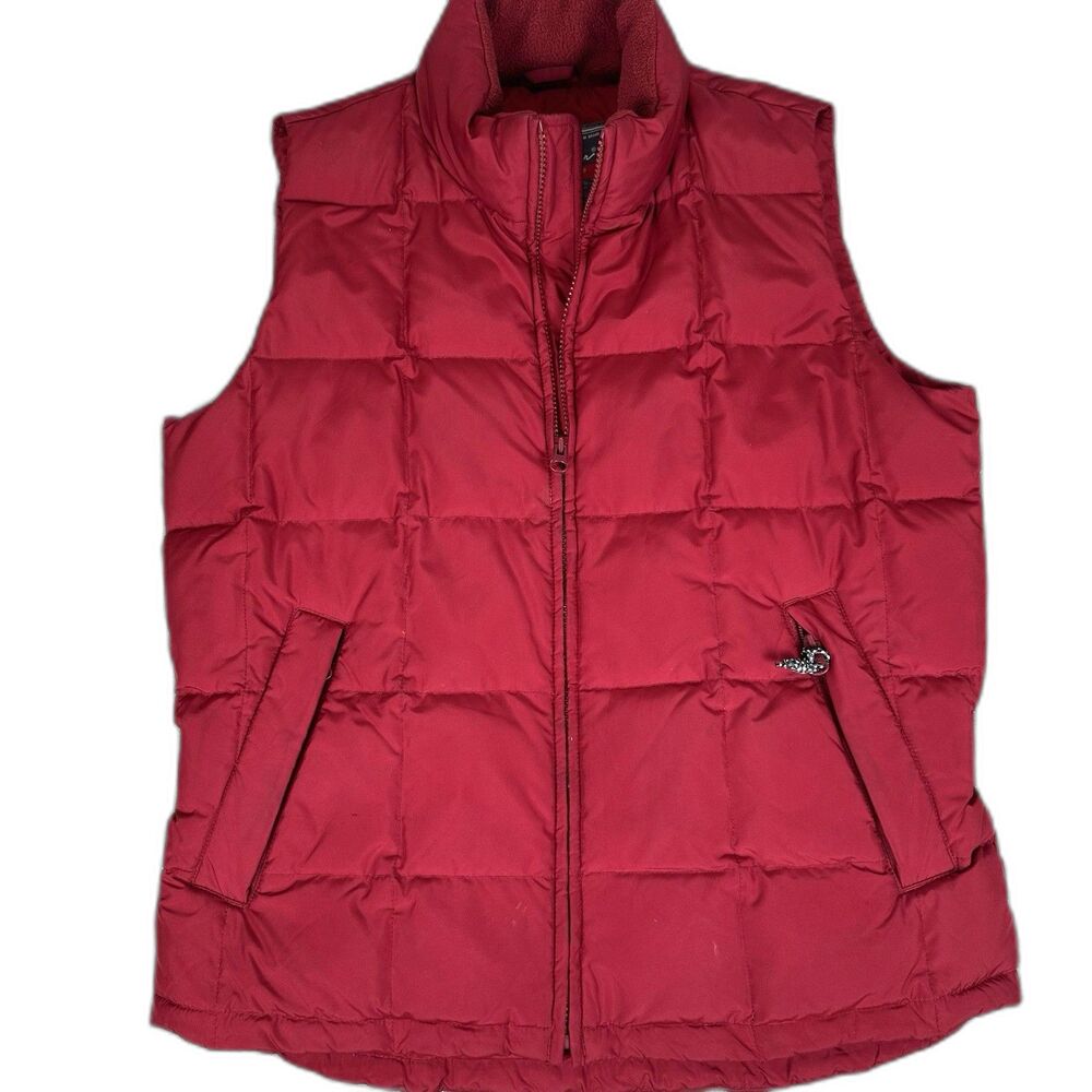Eddie Bauer Goose Down Vest Womens Small Red Weather Edge Puffer Jacket